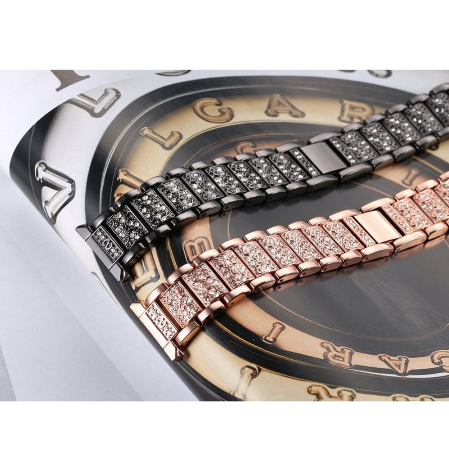 Luxury shiny Diamond Watch band For Fitbit versa black